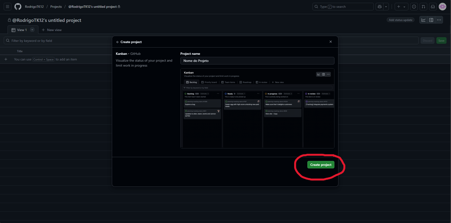 Criar projeto no GitHub